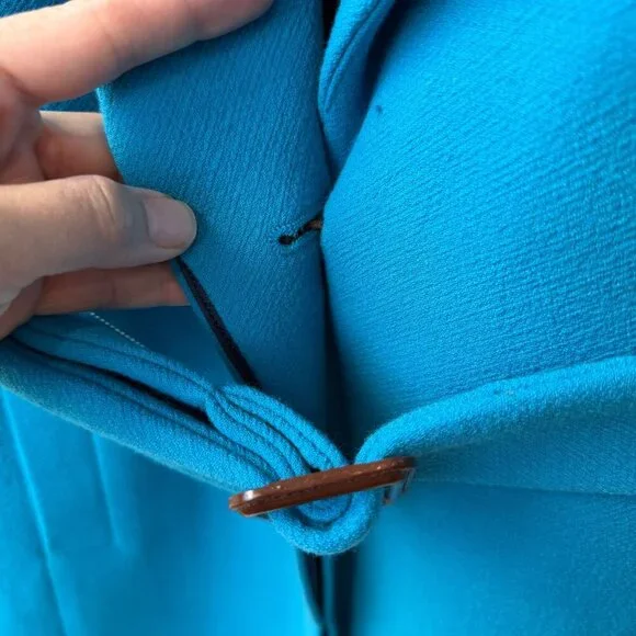 J.Crew Double Cloth Italian Wool Belted long Coat Women’s Size 0 Blue - Picture 7 of 13